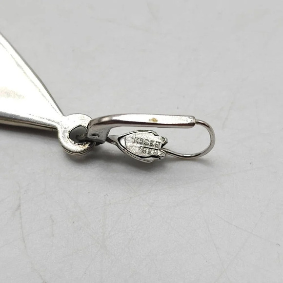 Vintage Artist Signed Mother Of Pearl Sterling Silver Drop Earrings Modernist - Picture 8 of 8